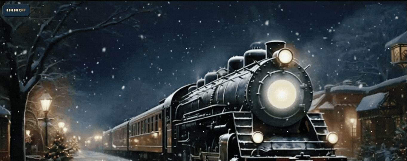 snowing animation and polar express vibe